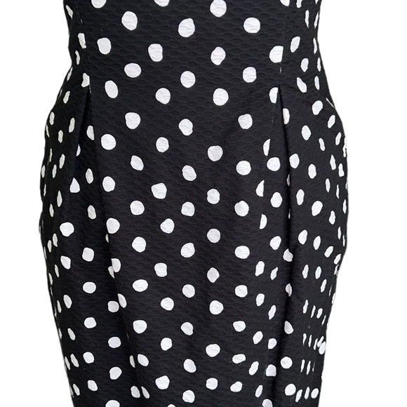Lillie Rubin Vintage Strapless Black White Polka Dot Print Midi Pencil Dress 6 - Picture 4 of 12
